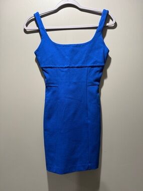Diane Von Furstenberg Cobalt Blue Square-Neck Mini Dress